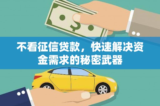嵩县不看征信贷款，快速解决资金需求的秘密武器